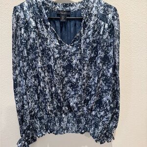 RACHEL Rachel Roy Navy and White Abstract Blouse